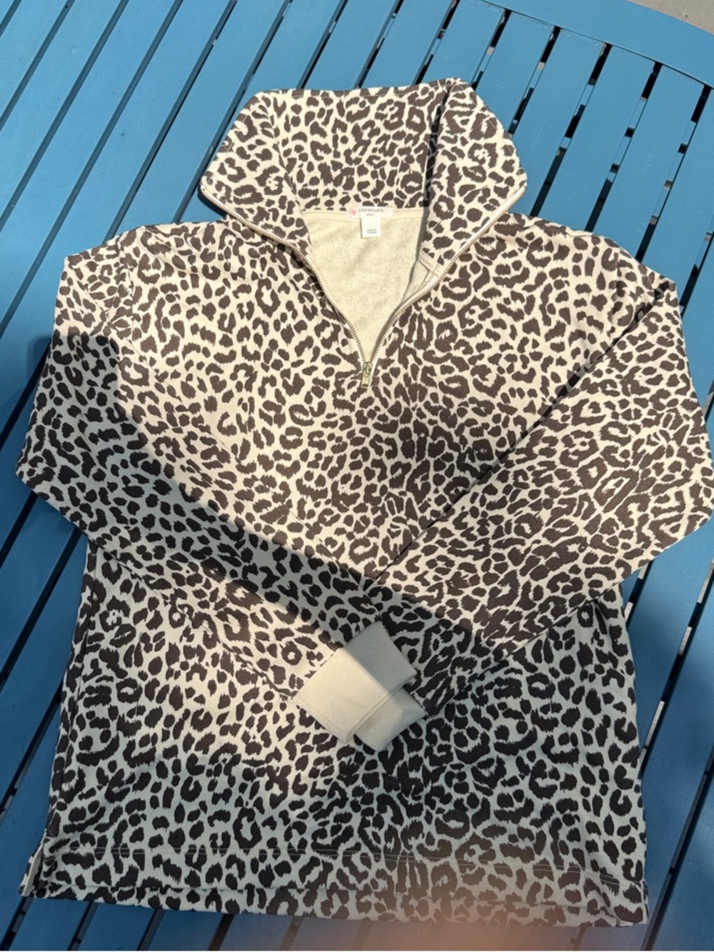 J.Crew Crewcuts Leopard Print Half Zip Sweatshirt Pullover Size L